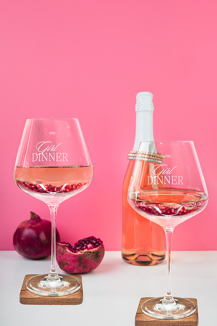 Girl Dinner Crystal Wine Glass