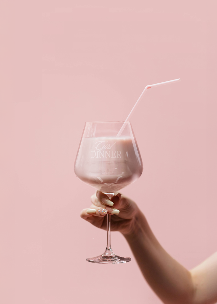 Girl Dinner Crystal Wine Glass